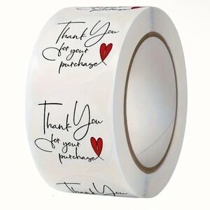 NWT 500 Thank You Stickers Red and White